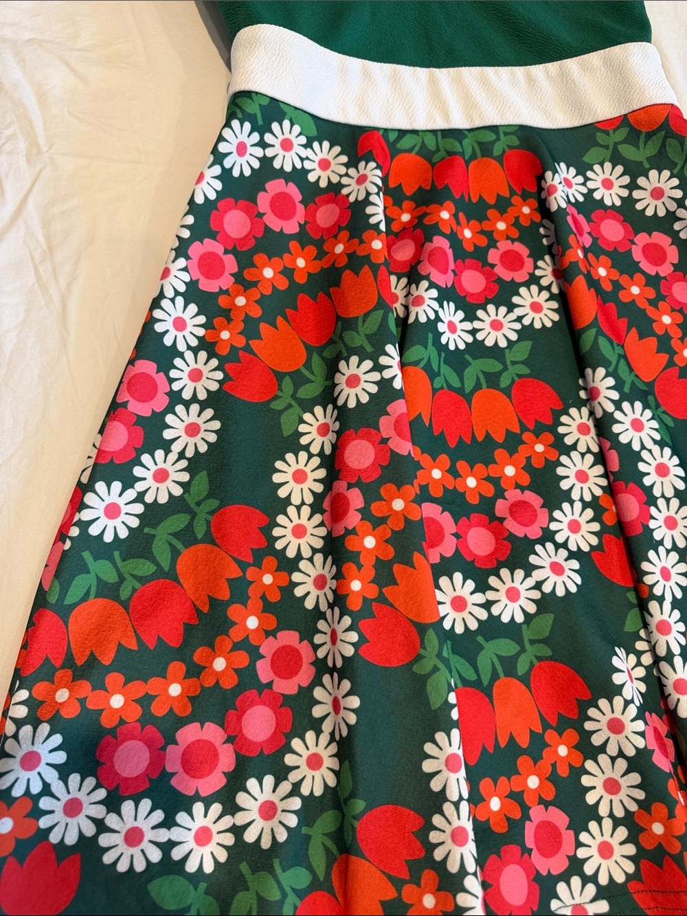 Unique Vintage Retro Floral Fit & Flare Collared Dress Size Medium Cottagecore - Picture 2 of 6